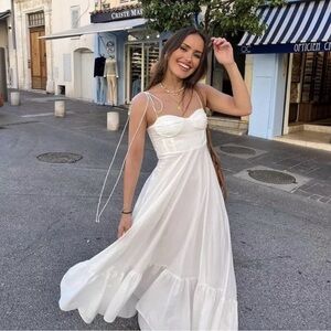 NWOT! Zara Ruffled Poplin ZW Collection Dress, Size M